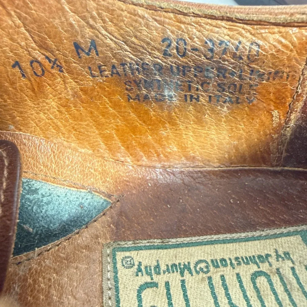 Johnson & Murphy Men's Shoes 10.5 M Brown Oxford LEATHER MADE IN ITALY 20-3240